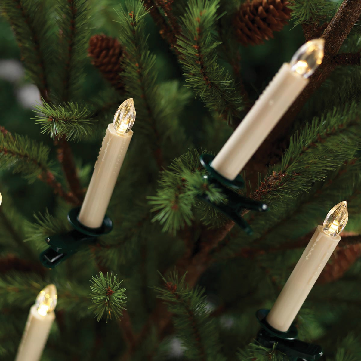 LED Tree Taper Candle Set on Ivory Base