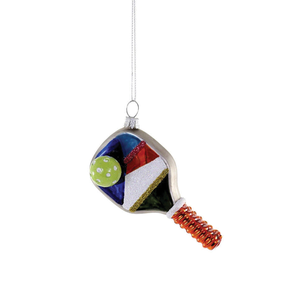 Pickleball Paddle Glass Ornament