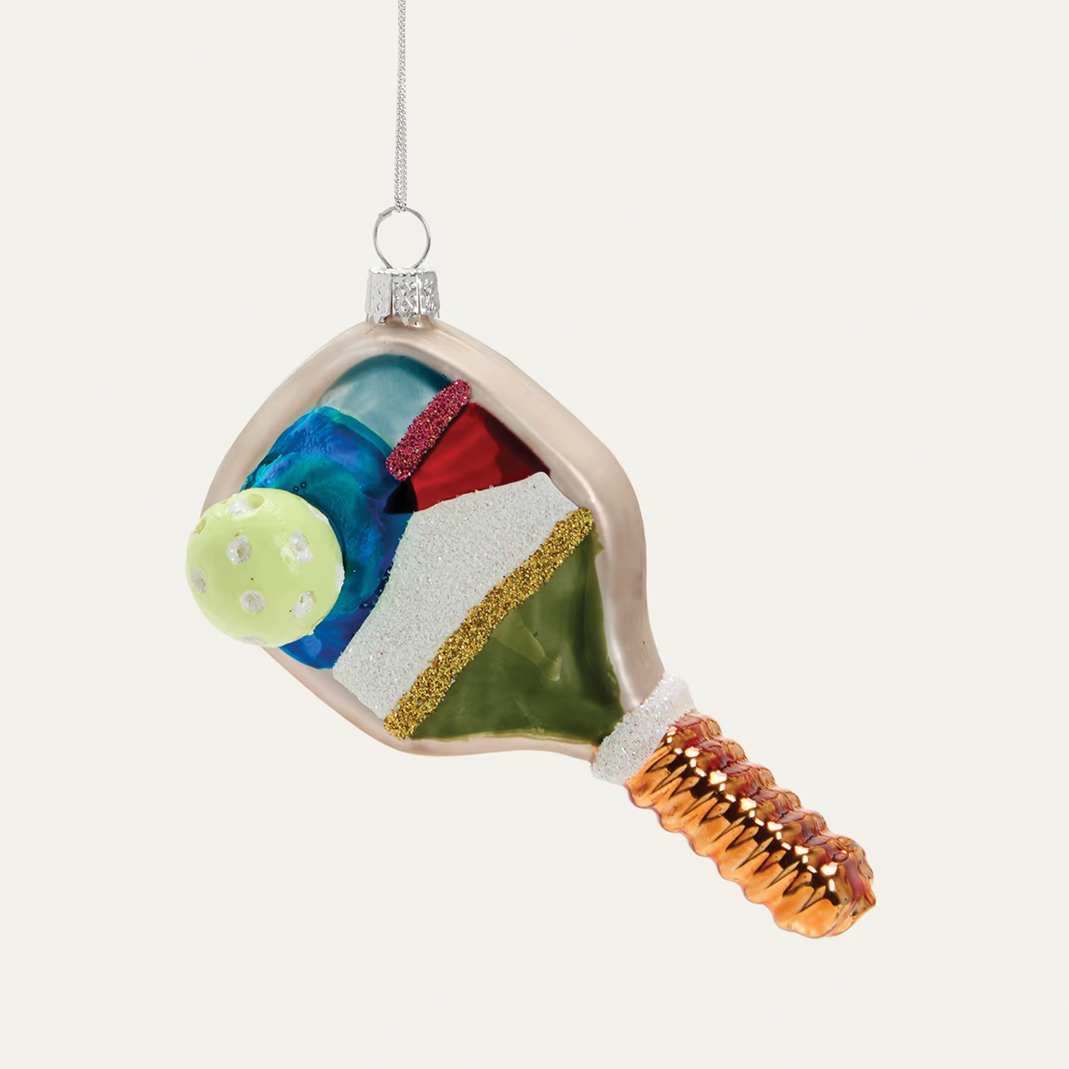 Pickleball Paddle Glass Ornament