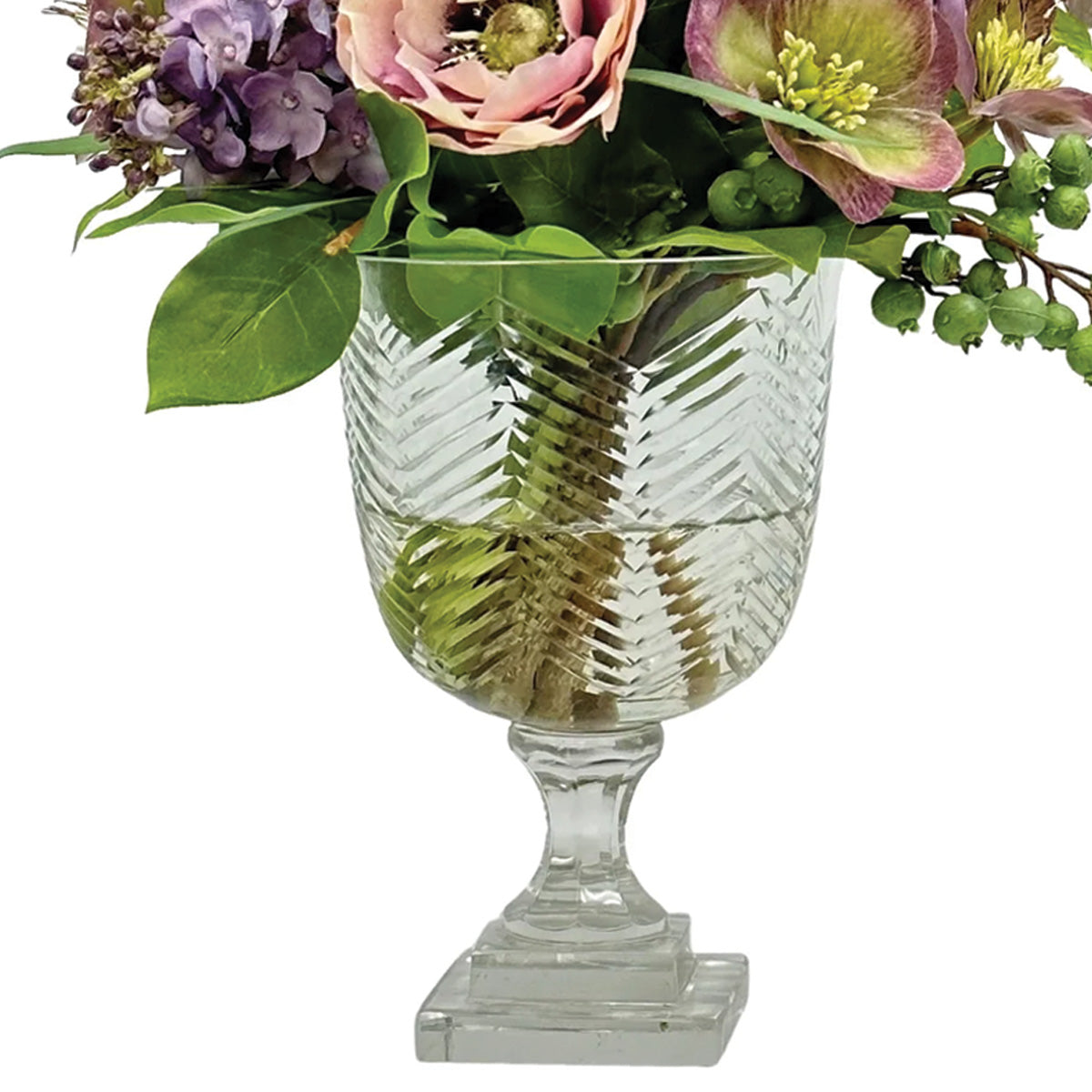Lilac Poppies in Glass Vase