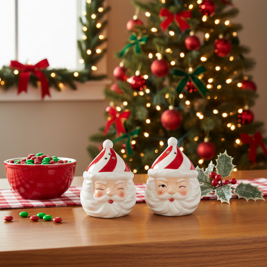 Set of Two Ceramic Santa Salt and Pepper Set