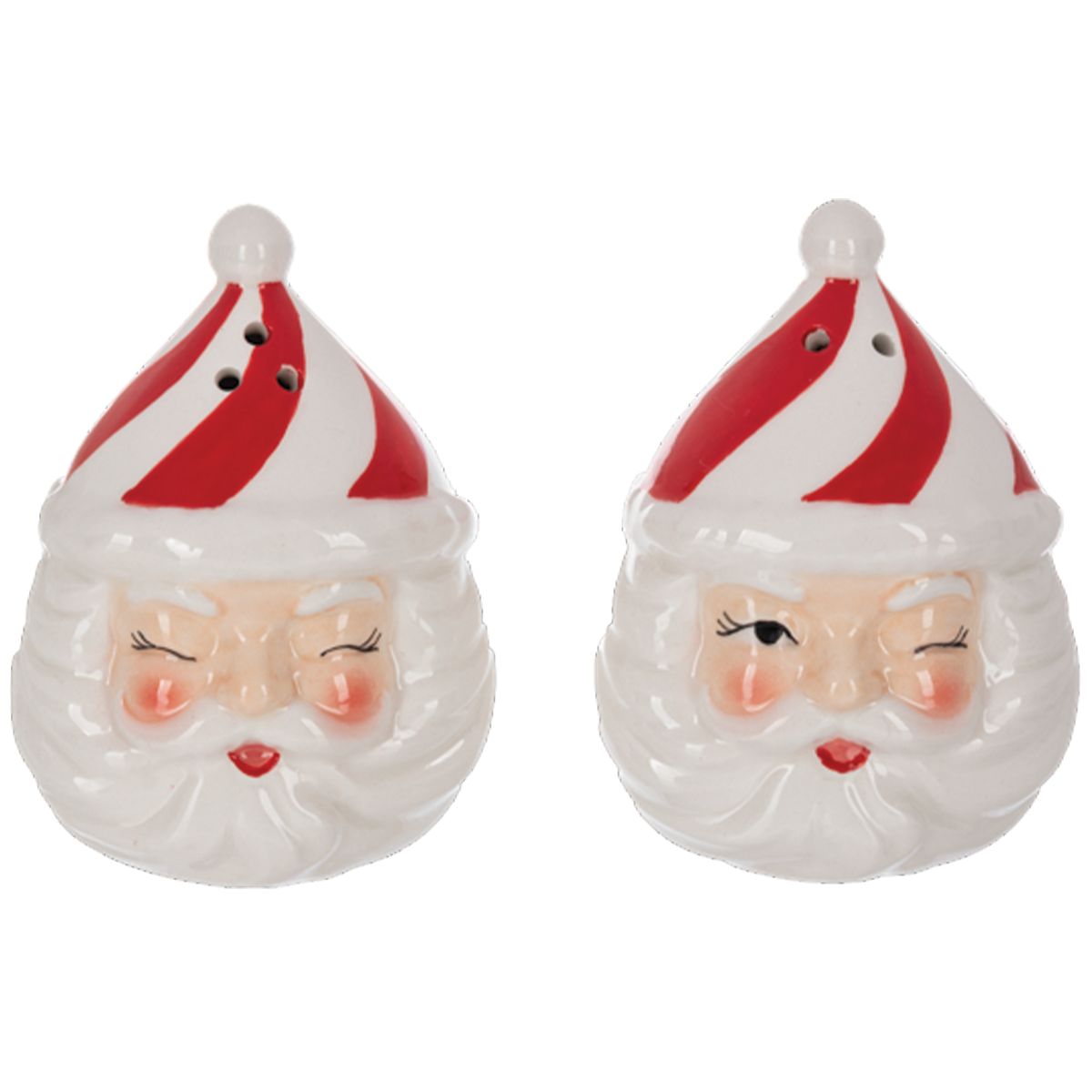 Set of Two Ceramic Santa Salt and Pepper Set