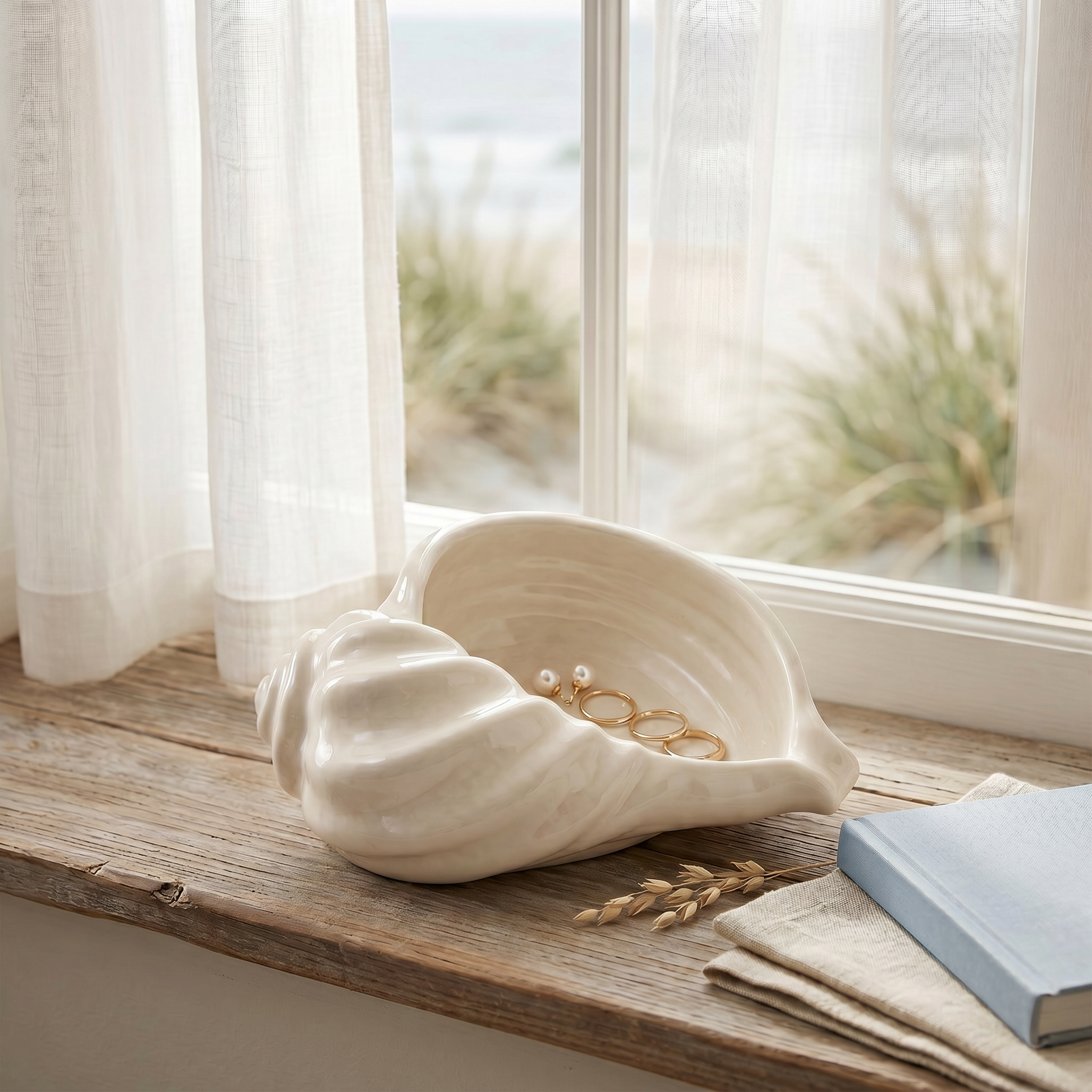 Nautilus Shell Bowl, Gypsum White 6.5"