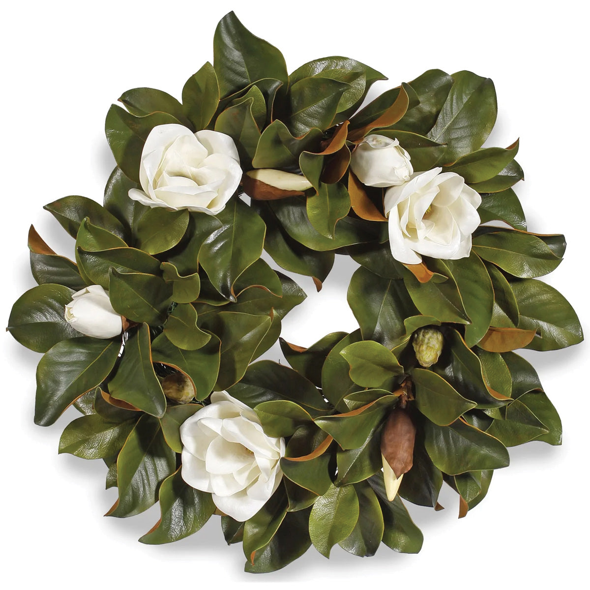 White and Green Magnolia Wreath 24"
