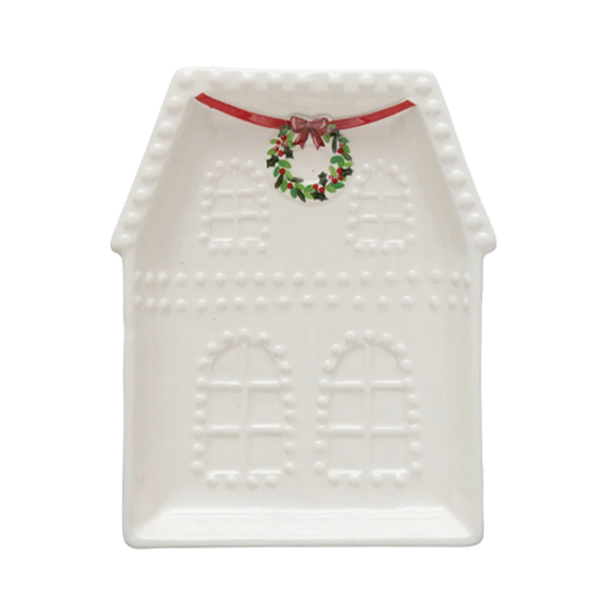 Stoneware White House with Wreath Plate