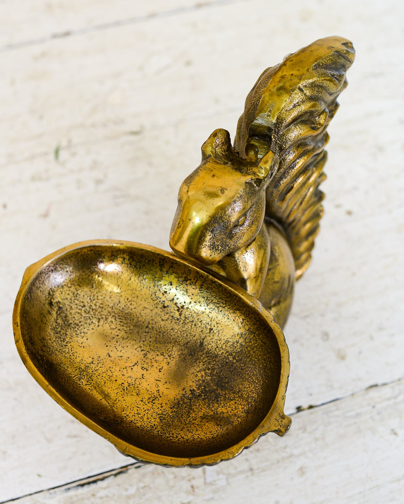 Decorative Brass Gold Squirrel with Dish