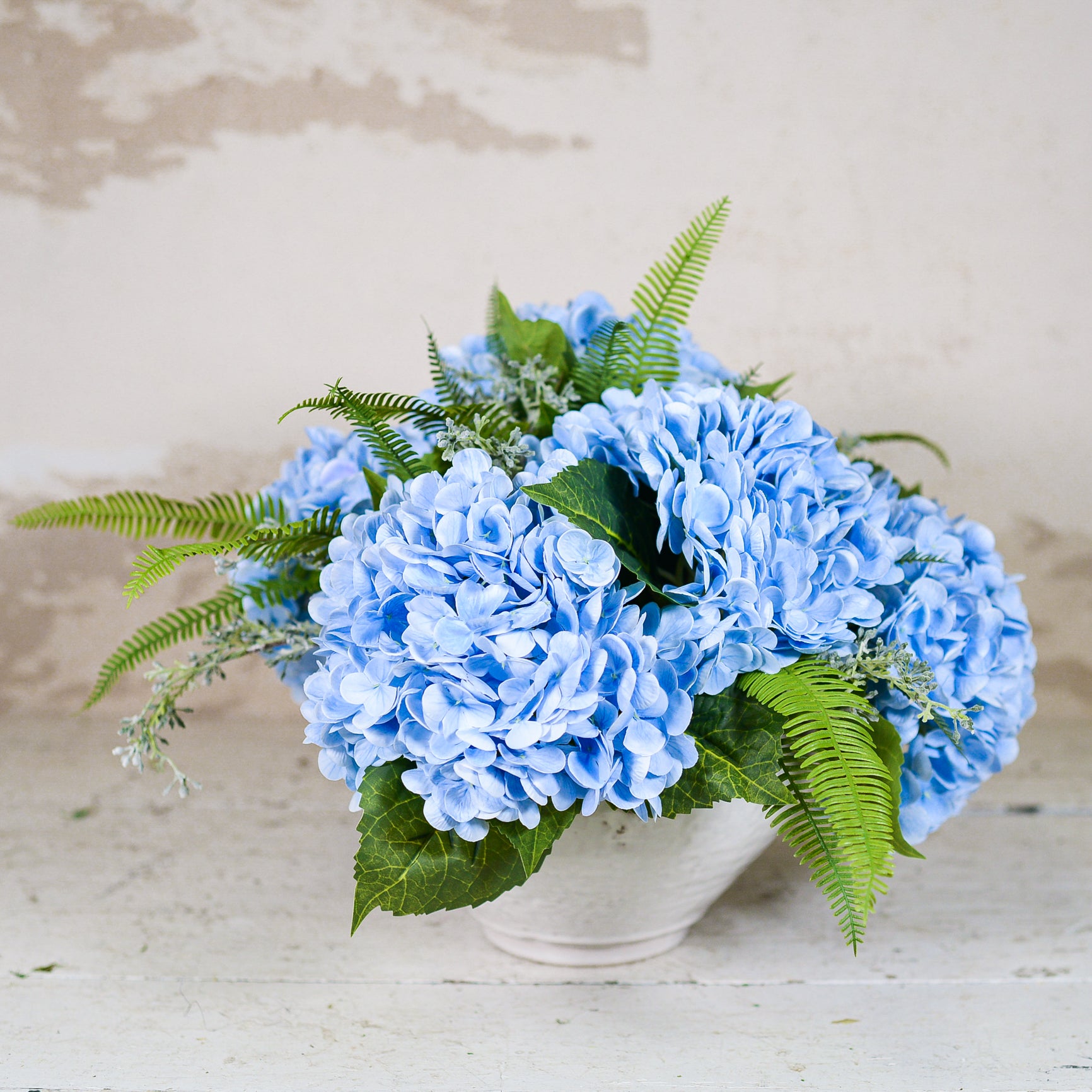 Real Touch Blue Hydrangea Centerpiece Drop In