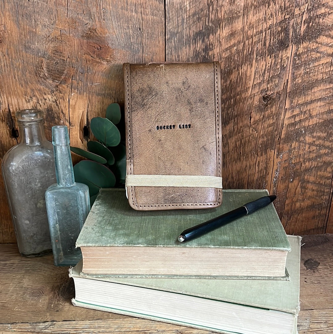 Mini Bucket List Hand-Stamped Leather Journal