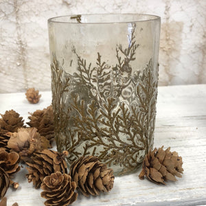 Glass Gold Embossed Vine Votive