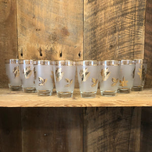 Libbey Leaf Frosted Glass Tumblers Set of Eight