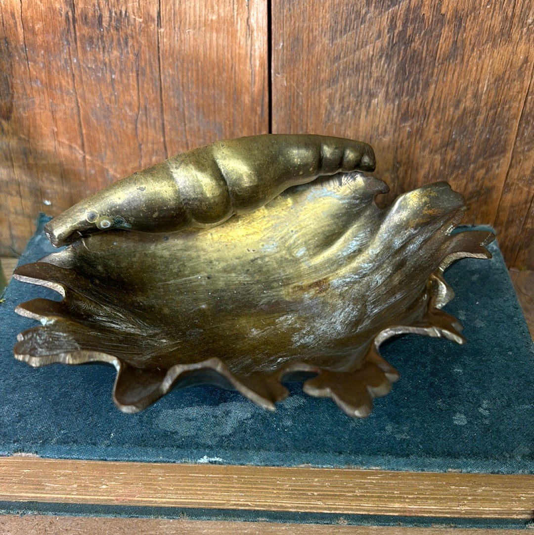 Vintage Brass Sea Shell Trinket Dish