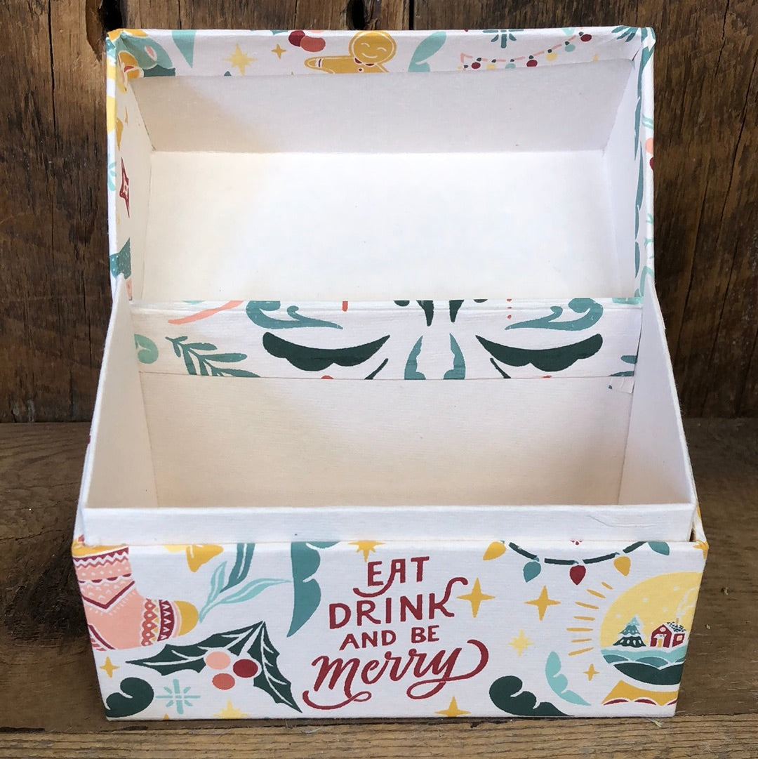 Handmade Recycled Paper Holiday Recipe Box with Thirty-Six Cards