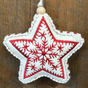 Embroidered Felt Snowflake Star Ornament