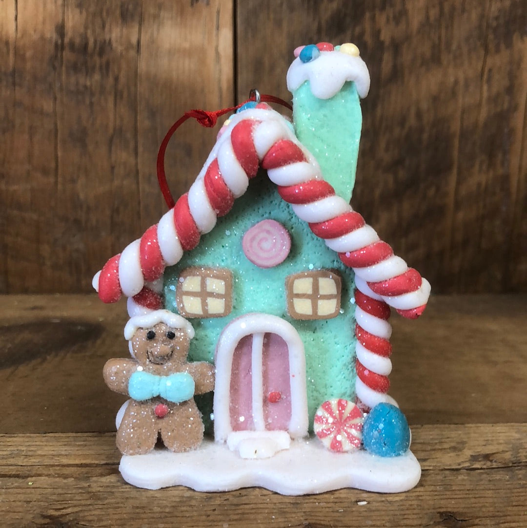 Clay Gingerbread House Ornament Green