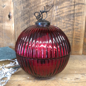 Candle Mercury Glass Lidded Winter Wood Red Ornament