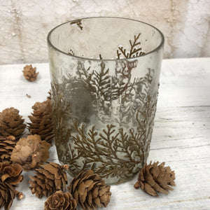 Glass Gold Embossed Vine Votive