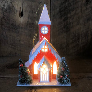 Cardboard Christmas Church LED Ornament