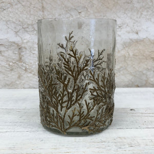 Glass Gold Embossed Vine Votive