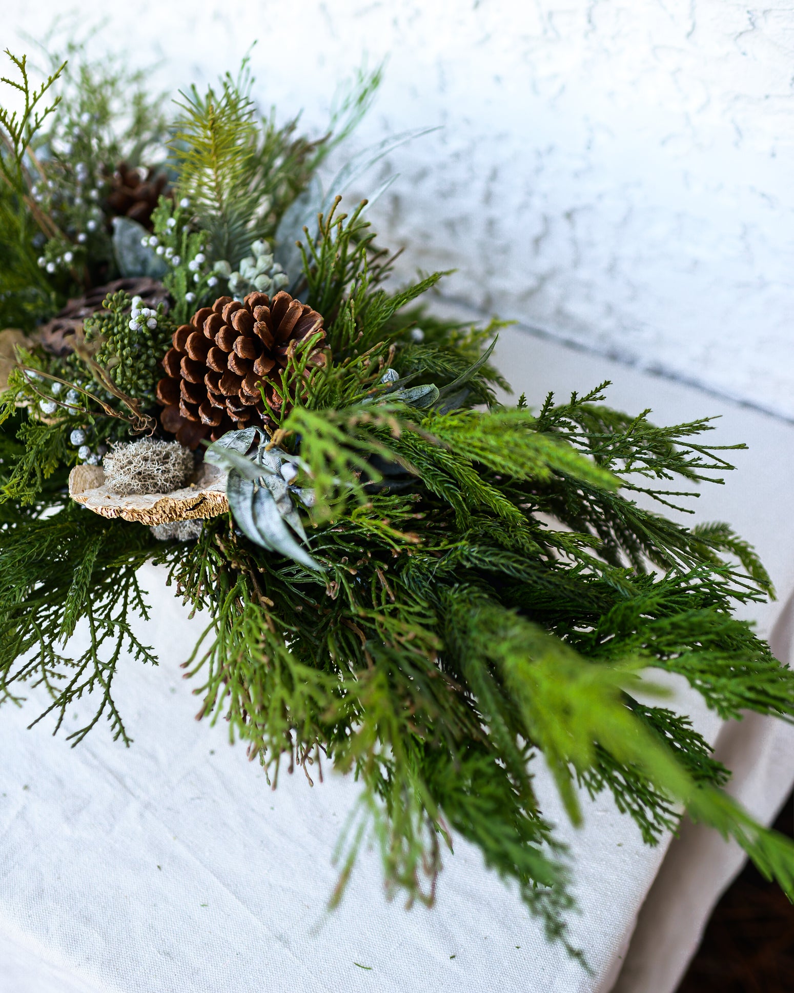 Faux Real Evergreen Elongated Centerpiece Drop In