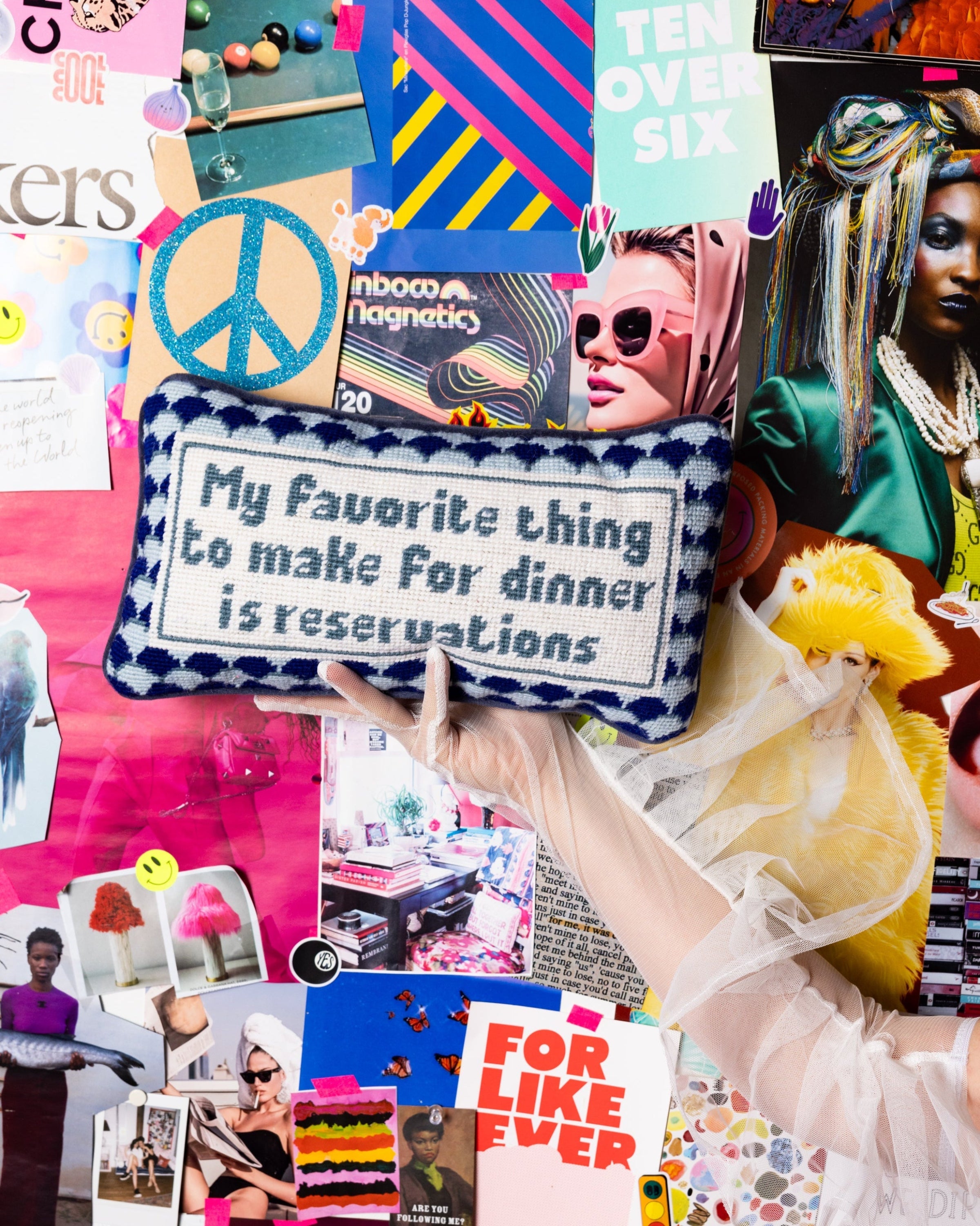 "My Favorite Thing to Make for Dinner" Needlepoint Pillow