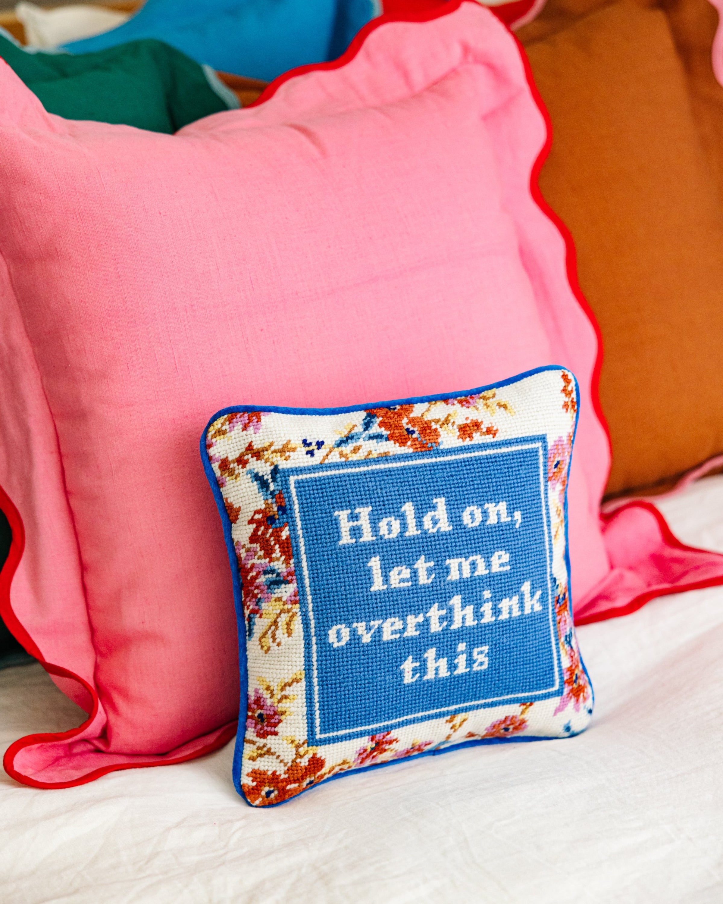 "Overthink" Needlepoint Pillow