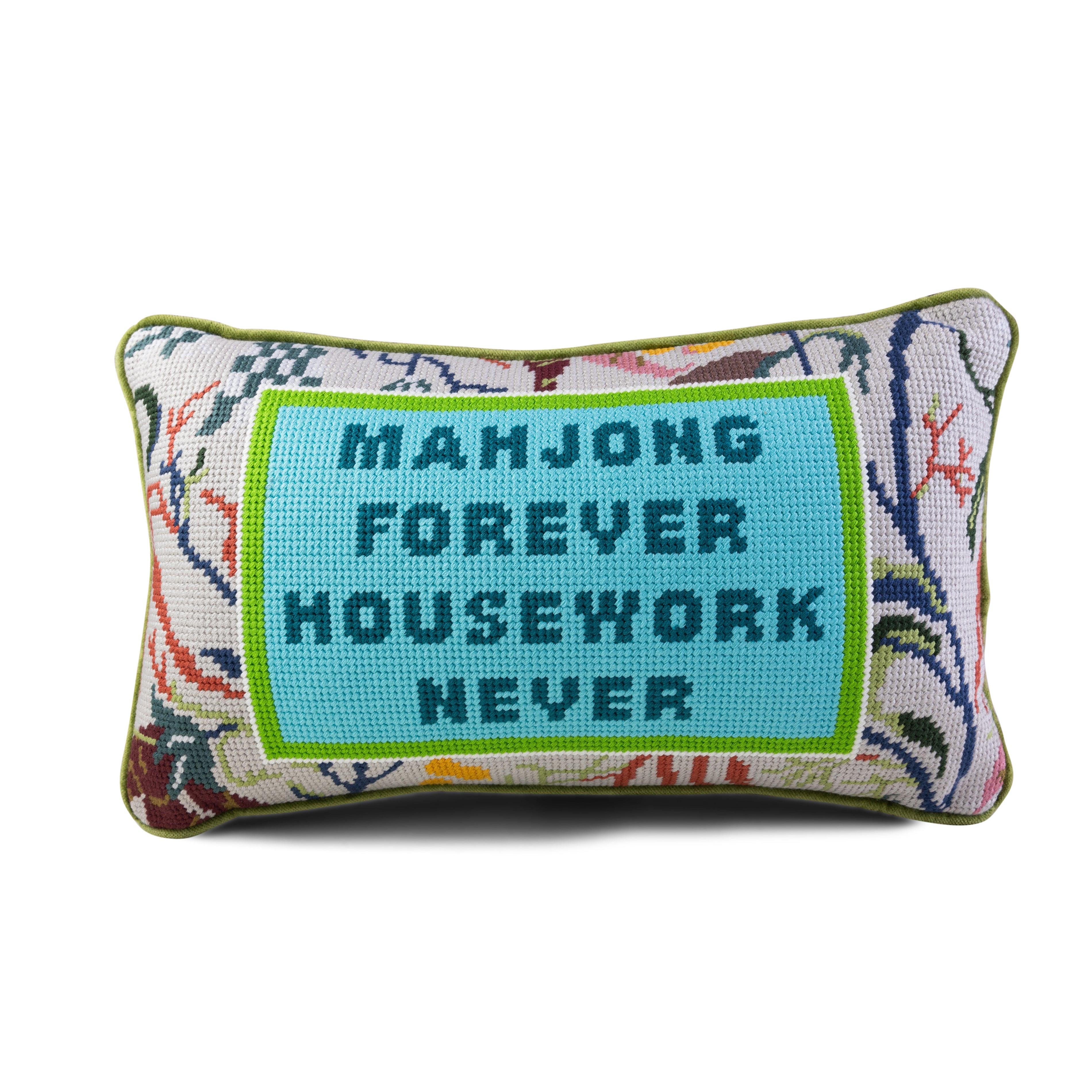 "Mahjong Forever" Needlepoint Pillow