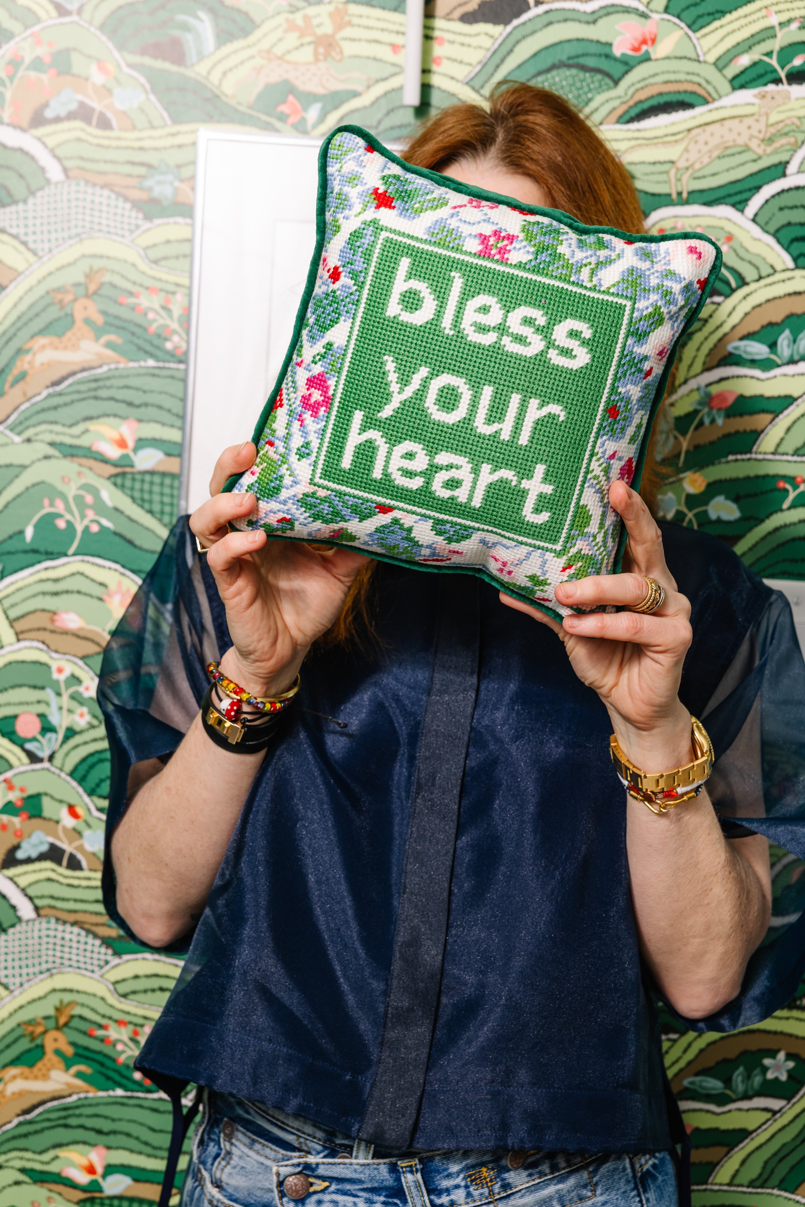 "Bless Your Heart" Needlepoint Pillow