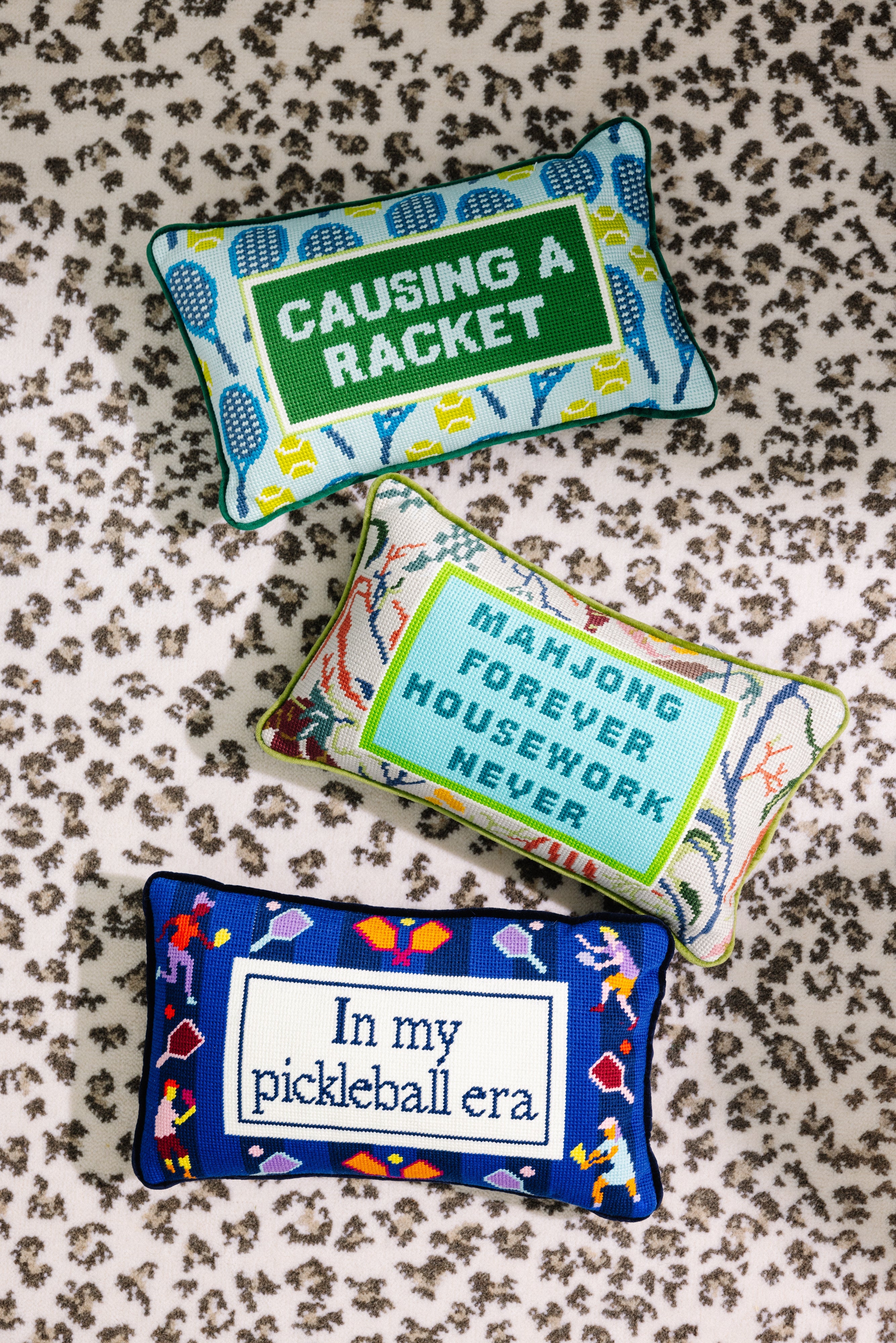 "Mahjong Forever" Needlepoint Pillow