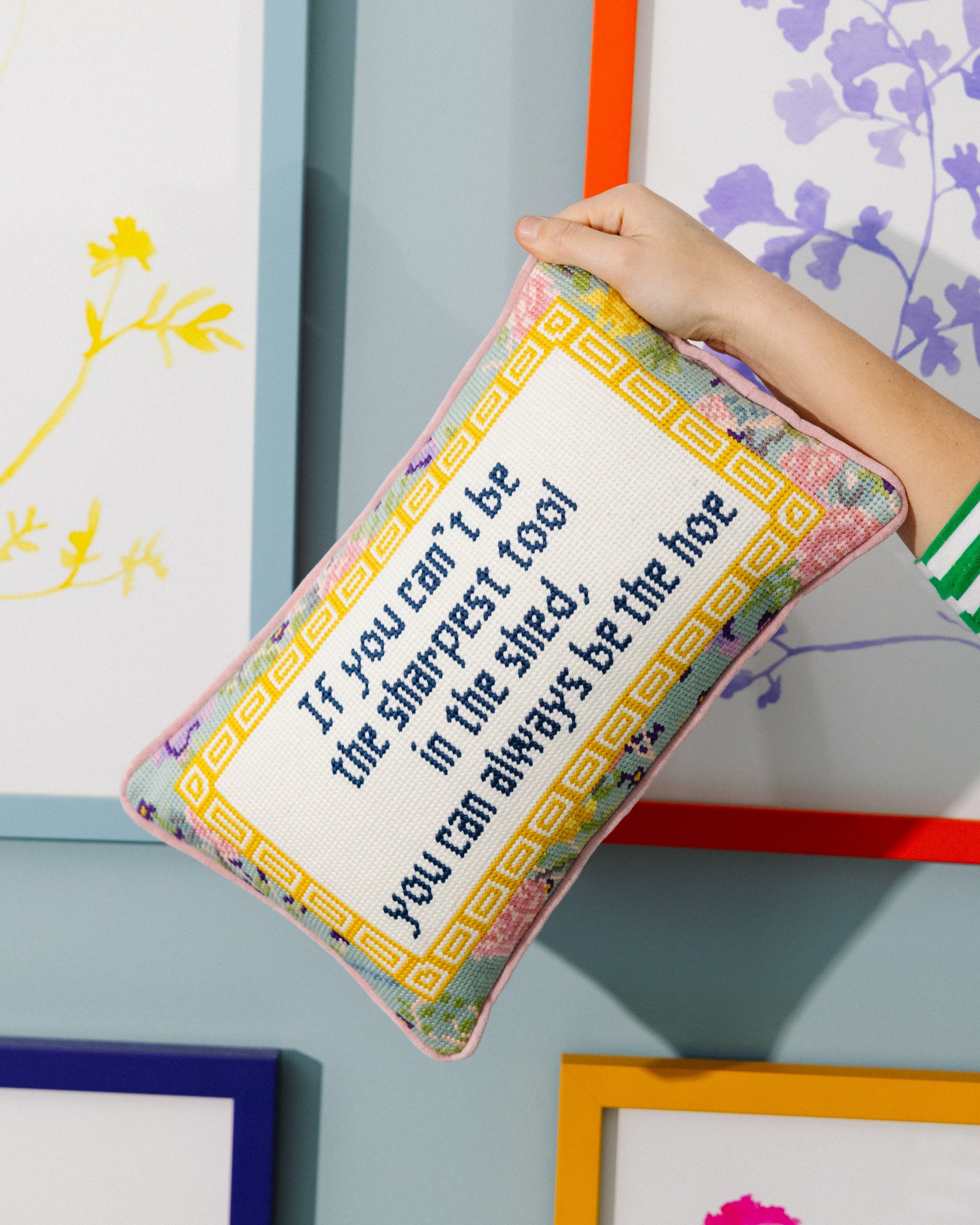 "Sharpest Tool" Needlepoint Pillow