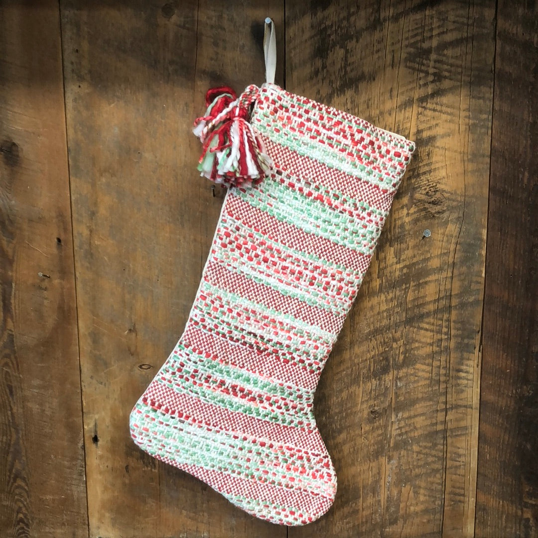 Yarn Holiday Stocking with Tassels