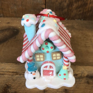 Clay Gingerbread House Ornament Blue