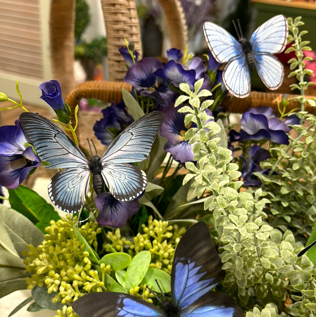 Fabric Blue Butterfly Box of Six