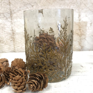 Glass Gold Embossed Vine Votive
