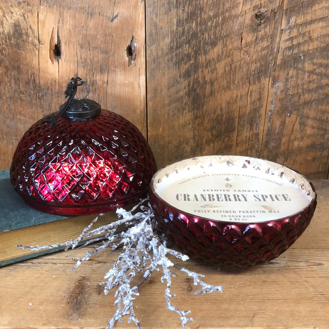 Candle Mercury Glass Lidded Cranberry Spice Red Ornament