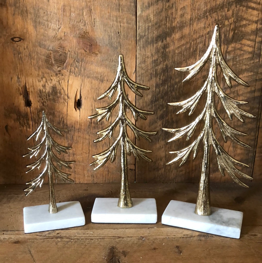 Gold Metal Tree on Marble Base Medium