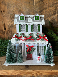 Cardboard Glitter LED Christmas Garland & Snowman House