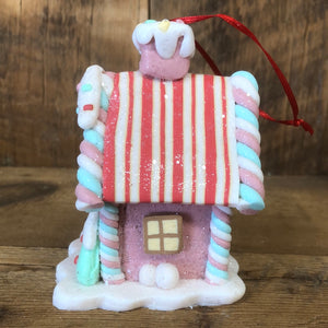 Clay Gingerbread House Ornament Pink