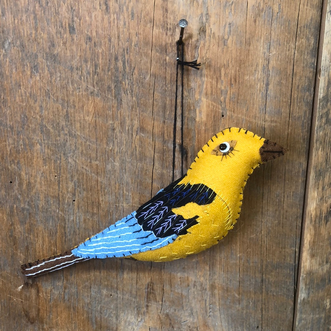 Embroidered Felt Yellow Bird Ornament
