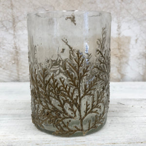 Glass Gold Embossed Vine Votive