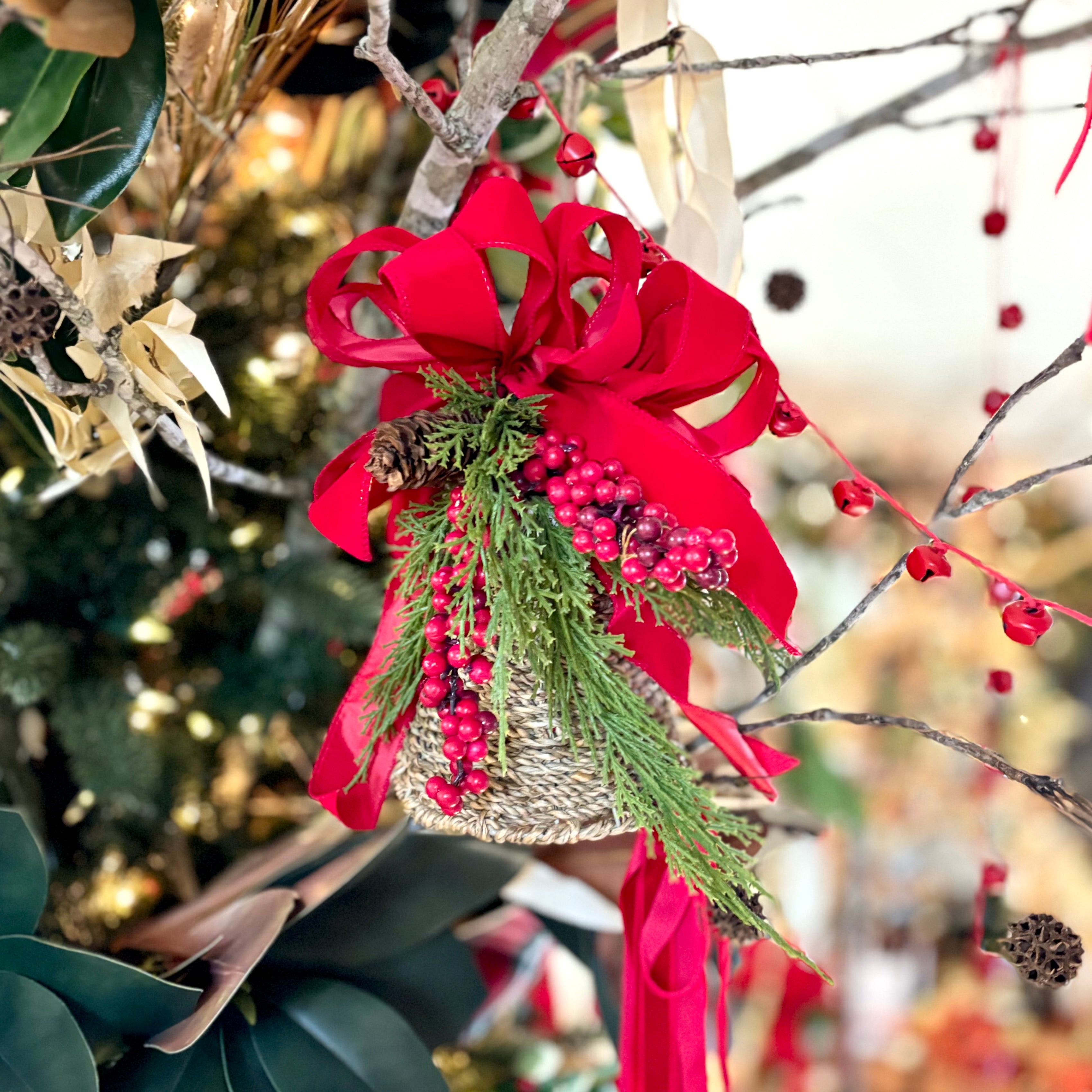 Embellished hanging woven bell