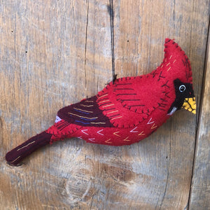Embroidered Felt Northern Male Cardinal Ornament