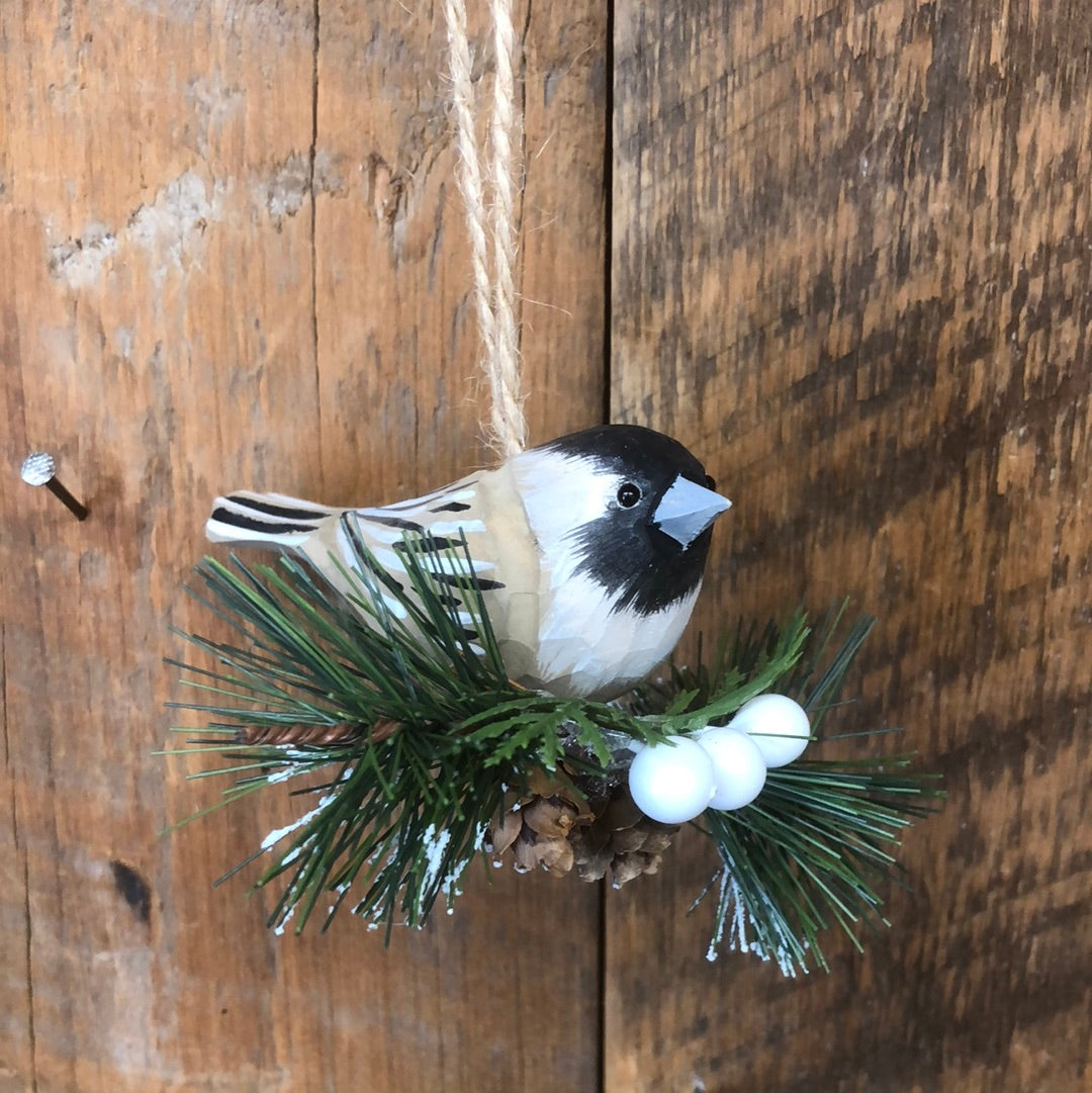 Chickadee on Tree Branch Ornament