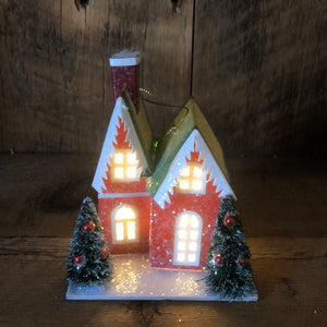 Cardboard Christmas House LED Ornament