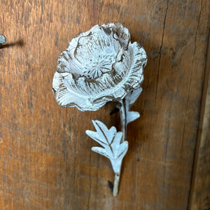 Resin and Metal Poppy with Leaf