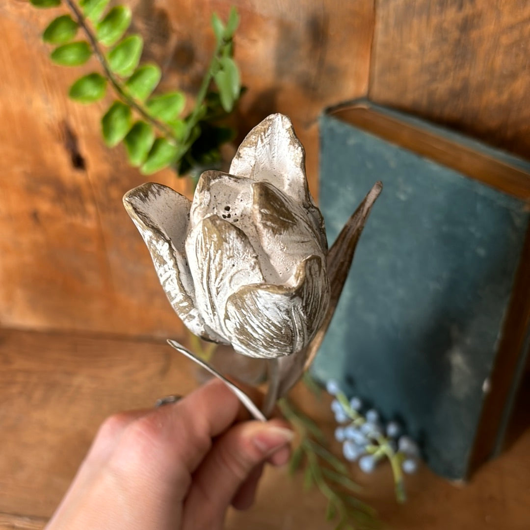Resin and Metal Tulip with Leaf