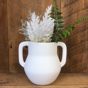 White Ceramic Vase with Two Handles