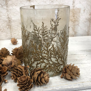 Glass Gold Embossed Vine Votive