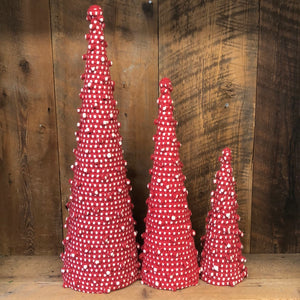 Cord Cone Red White Topiary Varies by Size