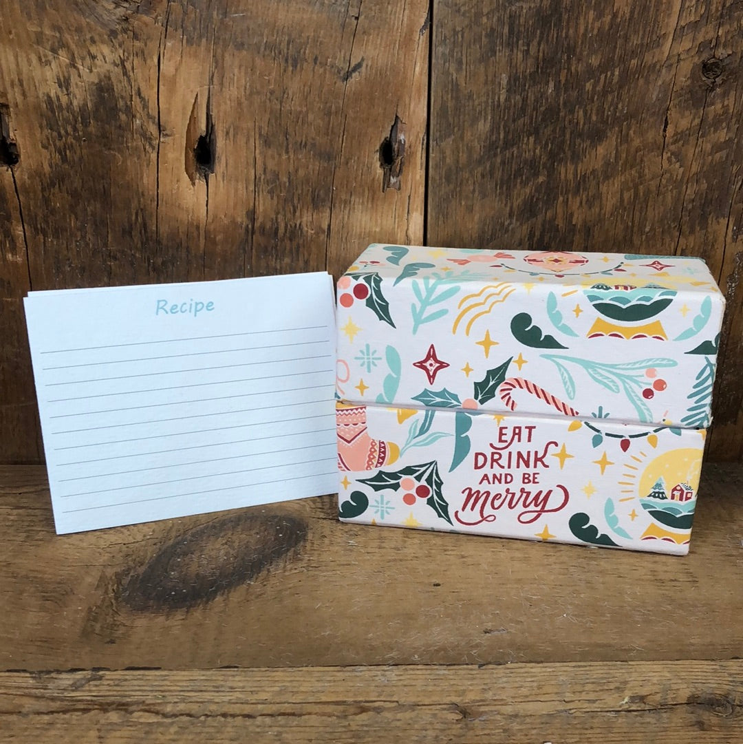 Handmade Recycled Paper Holiday Recipe Box with Thirty-Six Cards