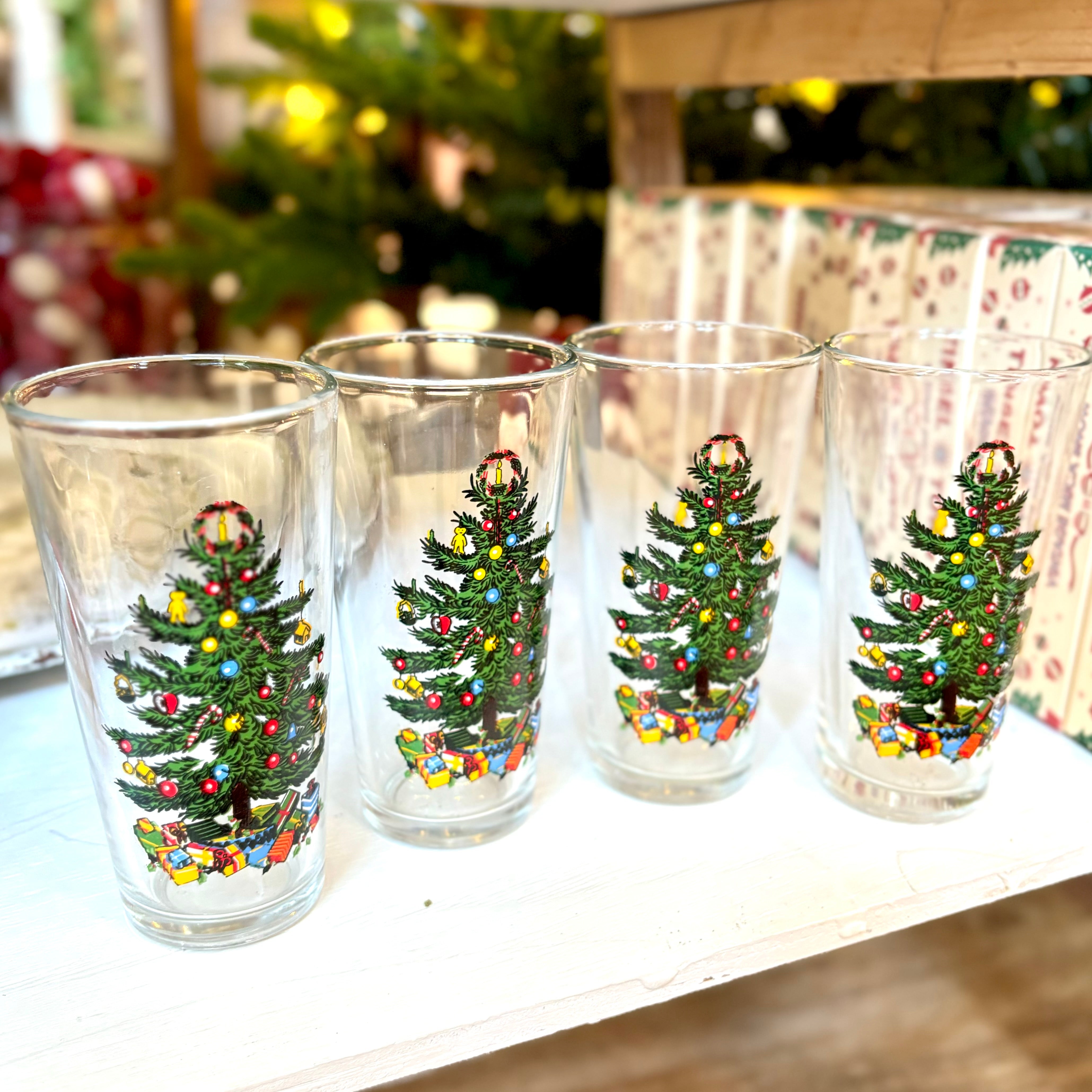 Drinking Glass Xmas Tree Set of Four